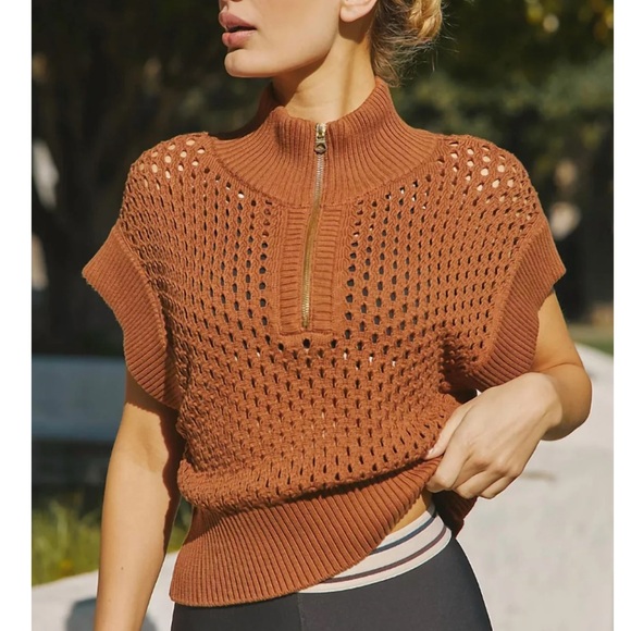 Varley Gaines Half Zip Knit in Rawhide - Picture 3 of 4